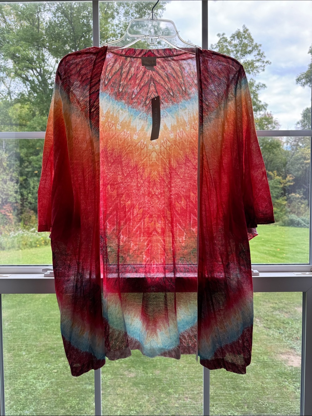 Chico's Printed Cardigan Sweater in Tie-Dye. Women’s Size 2, US 12/14. NWT!